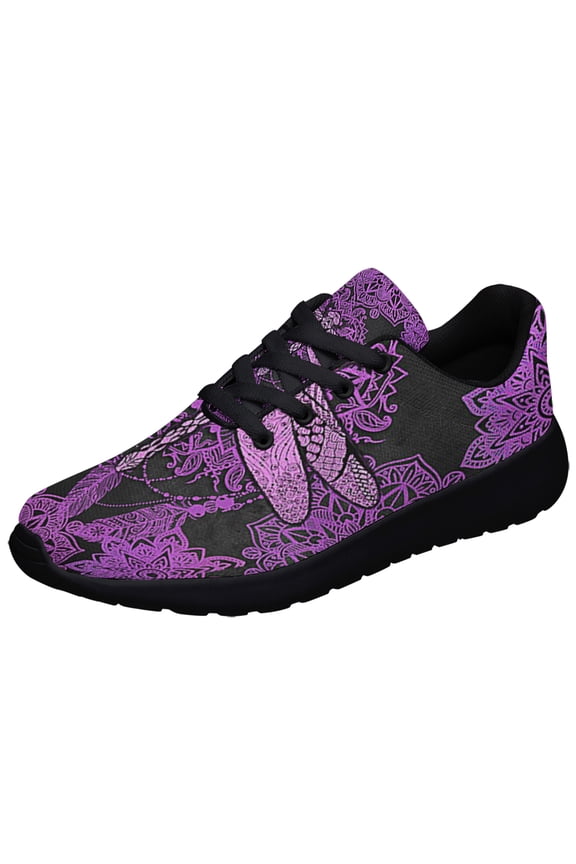 Dragonfly Purple Mandala Shoes Sneakers Black Size 5