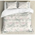 thumbnail image 1 of Dragonfly Queen Size Duvet Cover Set, Shabby Chic Roses Worn Old Vintage Backdrop with Moth Bugs Print, Decorative 3 Piece Bedding Set with 2 Pillow Shams, Pale Pink Pale Grey Coconut, by Ambesonne, 1 of 3