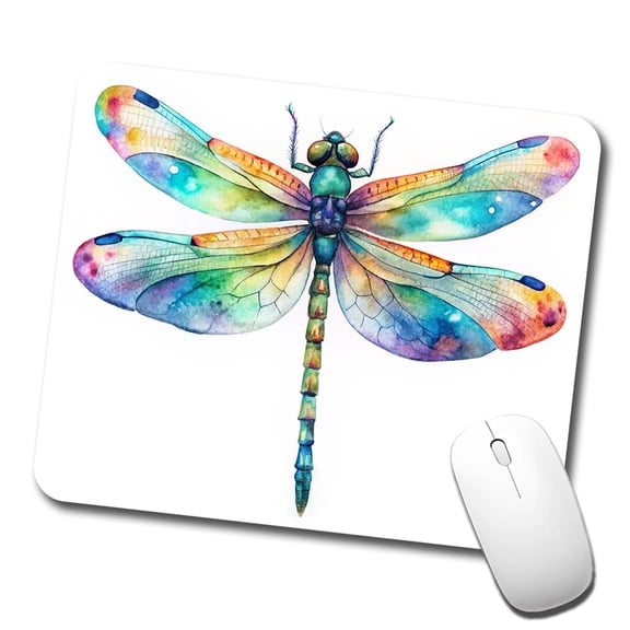 Dragonfly Rainbow Watercolor Mouse Pad Low Profile Gaming Mat