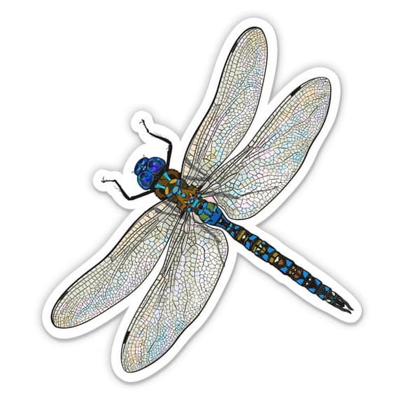 Dragonfly Realistic Pretty Insect - 3" Vinyl Sticker - For Car Laptop I-Pad Phone Helmet Hard Hat - Waterproof Decal