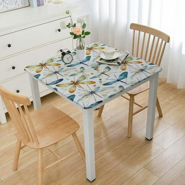 Dragonfly Retro Pattern Square Tablecloth Small Table Cloth Waterproof Table Cover Washable Fabric Wrinkle Resistant Tablecloths for Nightstand End Bedside Table Home Tabletop Decoration