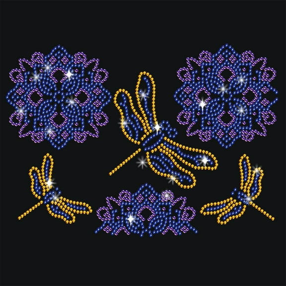 Dragonfly Rhinestonet Iron on Transfer 11.7x8.3 Inch Heat Transfer Decal Bling Decals Clear Rhinestone Template Clothing Repair Applique for T-Shirt Clothing Pants Bags colorful DIY
