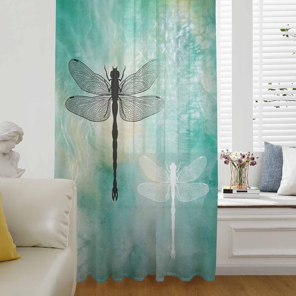 Blue Color Gradient Options Pink Blue Ombre Semi Sheer Curtains Drapes for Living Room,Bedroom ...