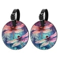 thumbnail image 1 of Dragonfly Set of 2pcs PU Leather Round Suitcase Tags with Privacy Cover and Name ID Tag - Ideal for Travel Luggage, Handbags, Backpacks, School Bags, 1 of 6