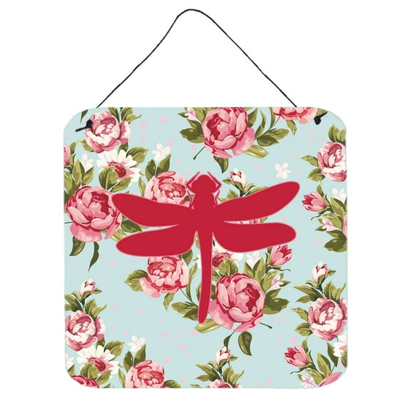 Dragonfly Shabby Chic Blue Roses Wall or Door Hanging Prints Blue