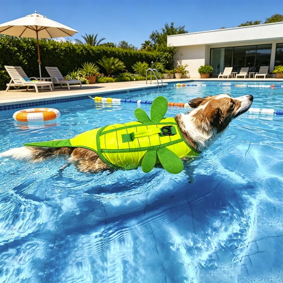 Dragonfly Shape Dog Swimming Vest with Traction Handle, Adjustable Padded Flotation Life Jacket for Pool Beach Boating, Medium 15-22 lb