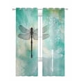 thumbnail image 1 of Dragonfly Sheer Curtains 84 Inch Length 2 Panels Set for Living Room/Bedroom, Modern Abstract Gradient Teal Green Kitchen Curtains Grommet Semi-Sheer Curtains Drapes Voile Window Treatments 52"x84"x2, 1 of 7