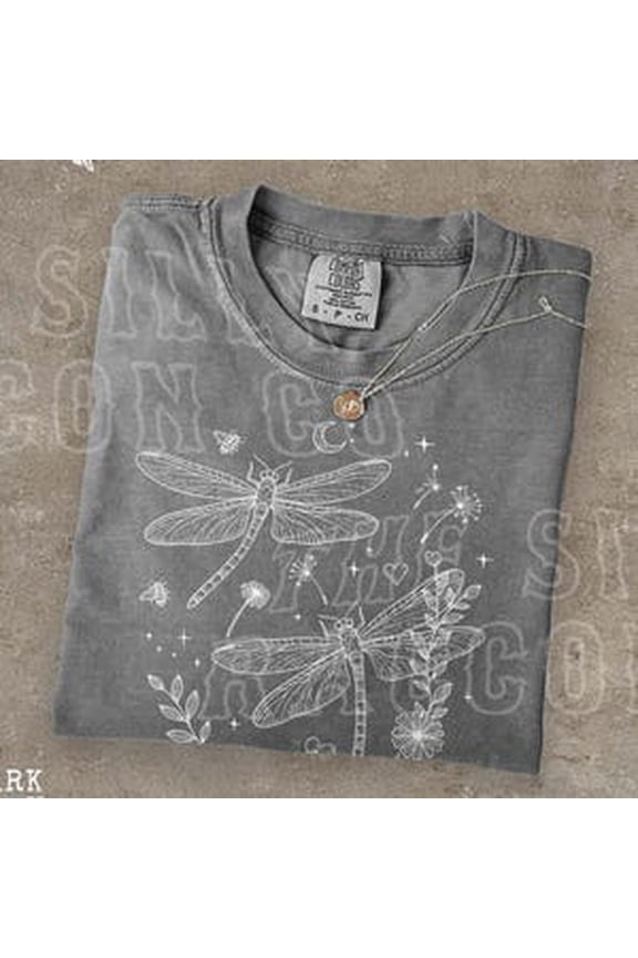 Dragonfly Shirt Nature Lover Gift Botanical Cottagecore Tee Celestial Moon Stars Graphic Top For Men Women