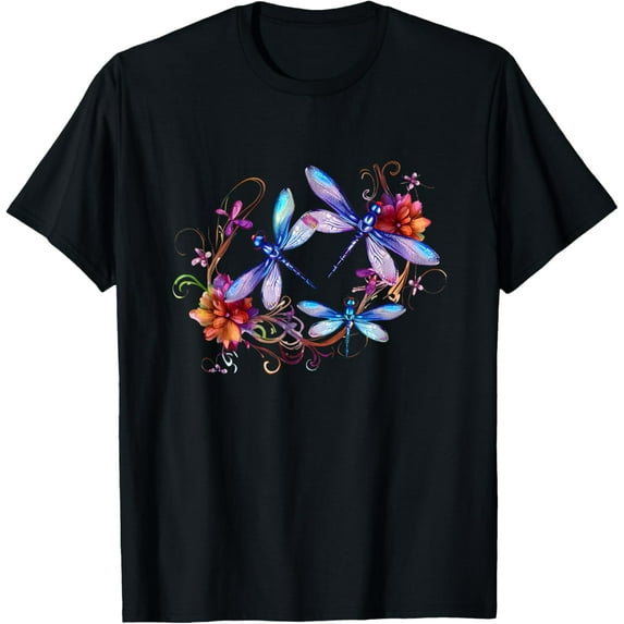 Dragonfly Shirts For Women Chakra Color Flower Dragonflies T-Shirt