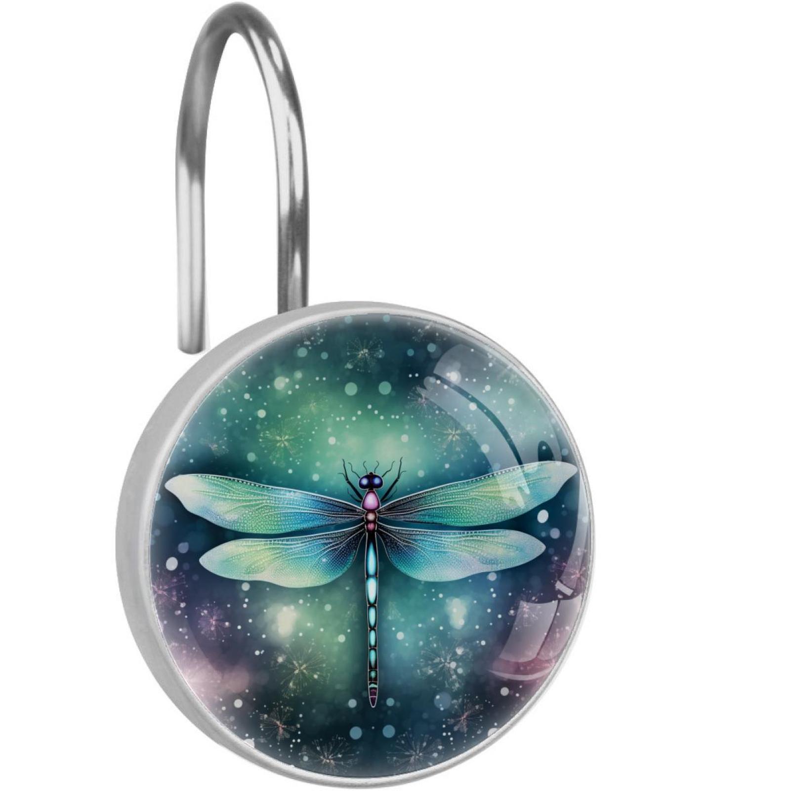 Dragonfly Shower Curtain Hooks （Set of 12） for Home Hotel Shower Rods