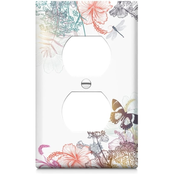 Dragonfly Single Duplex Decorative Light Switch Cover Double Wall Plates Switch Plates Electrical Socket Covers for Home Bathroom Decor 4.5 * 2.8 Inch