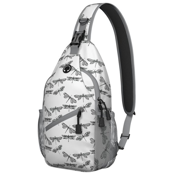 Dragonfly Sling Backpack, Nature Lovers Insect Print Crossbody Bag, Artistic Pattern Design for Travel and Outdoor Activities