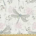 thumbnail image 1 of Dragonfly Sofa Upholstery Fabric by the Yard, Shabby Form Roses Worn Old Vintage Backdrop with Moth Bugs Print, Decorative Fabric for DIY & Home Accents, 5 Yards, Pale Pink Pale Grey by Ambesonne, 1 of 4