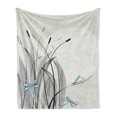 thumbnail image 1 of Dragonfly Soft Flannel Fleece Blanket, Dragonflies on Flowers and Branches Flourishing Nature Spring Time Predator Print, Cozy Plush for Indoor and Outdoor Use, 70" x 90", Multicolor, by Ambesonne, 1 of 5