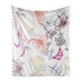 thumbnail image 1 of Dragonfly Soft Flannel Fleece Blanket, Floral Design Hibiscus Ornaments Moth Dragonfly Symbolic Transformation Creature, Cozy Plush for Indoor and Outdoor Use, 60" x 80", Multicolor, by Ambesonne, 1 of 6