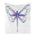 thumbnail image 1 of Dragonfly Soft Flannel Fleece Blanket, Single Dragonfly Featured in Soft Color Fast Long-Bodied Predatory Insect Theme, Cozy Plush for Indoor and Outdoor Use, 50" x 70", Violet Blue, by Ambesonne, 1 of 5