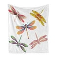 thumbnail image 1 of Dragonfly Soft Flannel Fleece Throw Blanket, 5 Bugs in Modern Abstract Pattern Natural Beauty Motif, Cozy Plush for Indoor and Outdoor Use, 50" x 70", Multicolor, by Ambesonne, 1 of 5