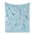 thumbnail image 1 of Dragonfly Soft Flannel Fleece Throw Blanket, Bugs Leaves Branches Flowers Dandelions Abstract Art Print, Cozy Plush for Indoor and Outdoor Use, 50" x 70", Seafoam Blue and White, by Ambesonne, 1 of 6