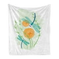 thumbnail image 1 of Dragonfly Soft Flannel Fleece Throw Blanket, Colorful Bugs Circling on Blossoming Spring Plants Thriving Nature Composition, Cozy Plush for Indoor and Outdoor Use, 50" x 70", Multicolor, by Ambesonne, 1 of 5