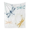 thumbnail image 1 of Dragonfly Soft Flannel Fleece Throw Blanket, Floral Spring Bugs Wings Flower Petals Animal Nature Themed Motif, Cozy Plush for Indoor and Outdoor Use, 50" x 70", Multicolor, by Ambesonne, 1 of 5