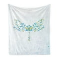 thumbnail image 1 of Dragonfly Soft Flannel Fleece Throw Blanket, Macro Futuristic Digital Winged Bug Made Spots and Dots Insect, Cozy Plush for Indoor and Outdoor Use, 50" x 60", Blue Green, by Ambesonne, 1 of 6