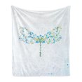 thumbnail image 1 of Dragonfly Soft Flannel Fleece Throw Blanket, Macro Futuristic Digital Winged Bug Made Spots and Dots Insect, Cozy Plush for Indoor and Outdoor Use, 50" x 70", Blue Green, by Ambesonne, 1 of 6