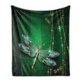 thumbnail image 1 of Dragonfly Soft Flannel Fleece Throw Blanket, Vivids in Gemstone Crystal Diamond Shapes Graphic Effects, Cozy Plush for Indoor and Outdoor Use, 70" x 90", Emerald Multicolor, by Ambesonne, 1 of 6