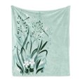 thumbnail image 1 of Dragonfly Soft Flannel Fleece Throw Blanket, Wild Grass and Dragonflies in Exquisitely Growing Lawn Herb Bush Rural Pattern, Cozy Plush for Indoor and Outdoor Use, 70" x 90", Pale Green, by Ambesonne, 1 of 6