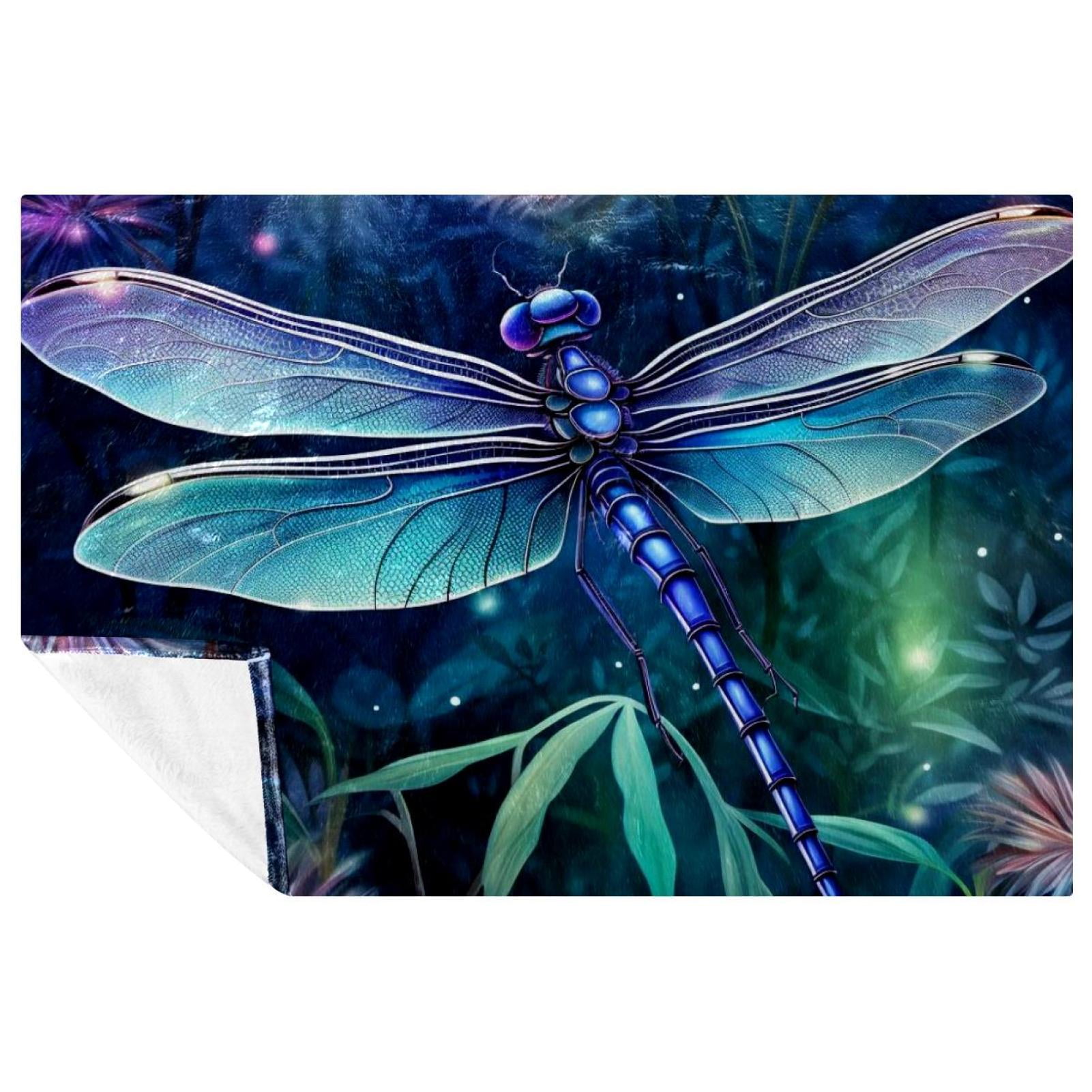 Dragonfly Soft and Warm Microfiber Throw Blanket Printed Lightweight