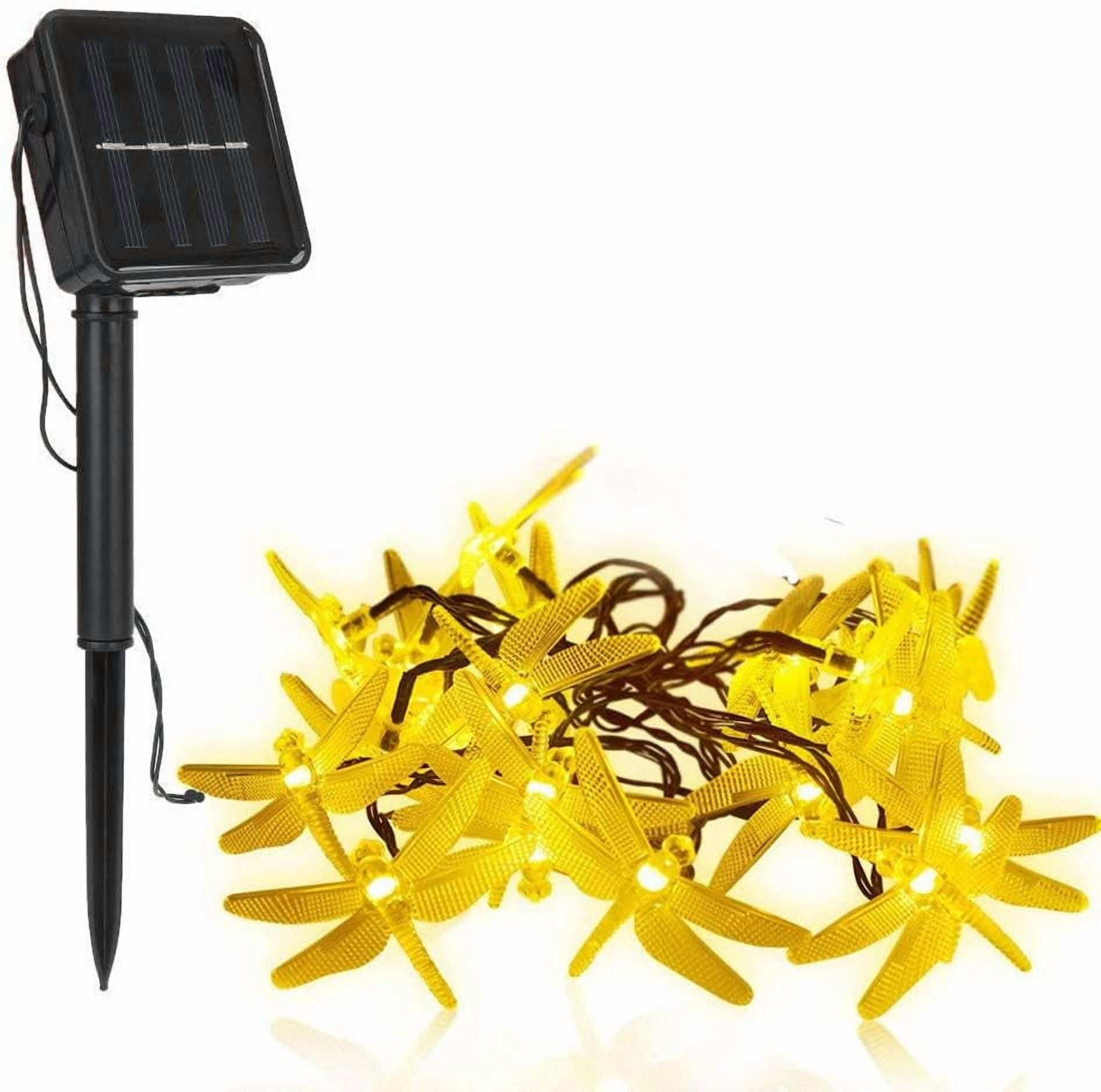 Dragonfly Solar String Lights Outdoor, 20ft 30 LED Waterproof Fairy Lights Decorative Lighting for Indoor/Outdoor Home Garden Lawn Fence Patio Party and Holiday Decorations