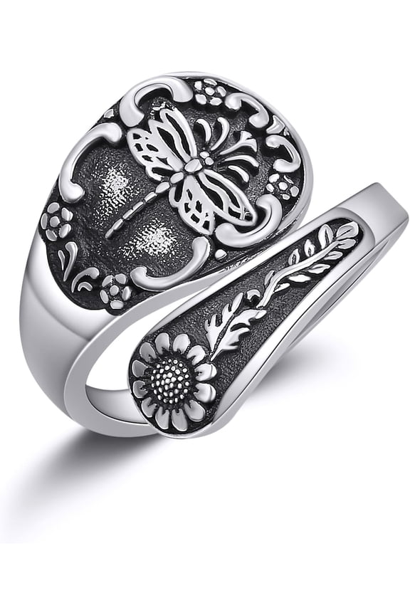 Dragonfly Spoon Rings Sterling Silver Dragonfly Jewelry Spoon Gifts for Women