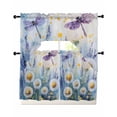 thumbnail image 1 of Dragonfly Spring Floral Kitchen Curtains Sets 24 Inch Length with Valance, Summer Botanical Flowers Swag Valances and Tiers Curtain Set Drapes Swag Curtains for Living Room, Bathroom, Bedroom, Cafe, 1 of 6