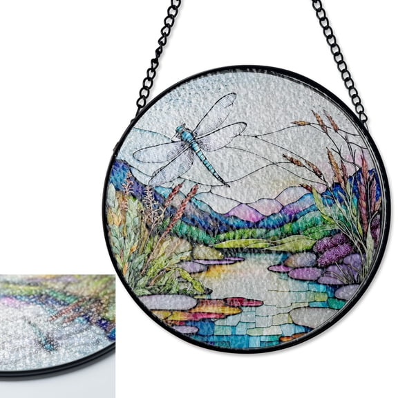 Dragonfly Stained Glass Suncatcher, Insect Window Hanging Decor