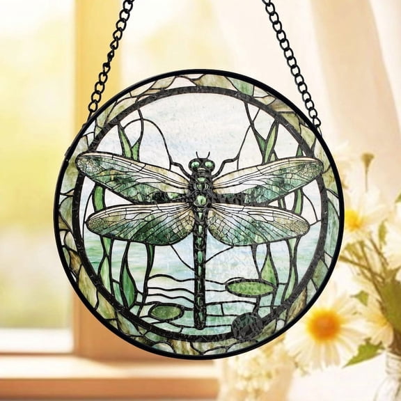 Dragonfly Stained Glass Suncatcher, Nature Inspired Window Decor, Botanical Garden Style, Nature Lovers, Gift For Grandma, Gift For Mom