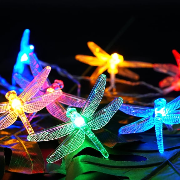 Dragonfly Starry String Lights, 10ft 20 LED Decorative Twinkle Fairy Lighting Strand Battery Powered with 2 Lighting Modes for Bedroom Wedding Birthday Party Christmas Decor (Colorful Light)