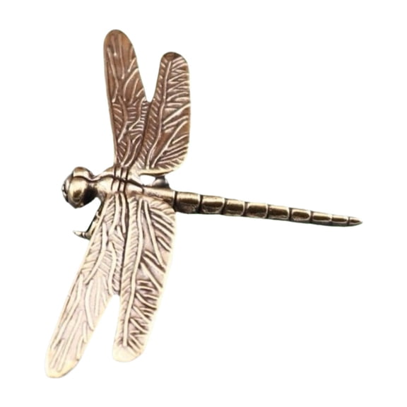 Dragonfly Statue Animal Figurine Sculpture Brass Metal Craft for Home Office Desk Decor for Art Lovers