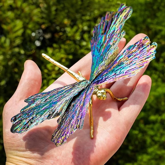 Dragonfly Statue Natural Electroplated Blue Tourmaline Dragonfly Decor Collection Natural Home Decor Healing Crystals Dragonfly Gift for Women 4.33"