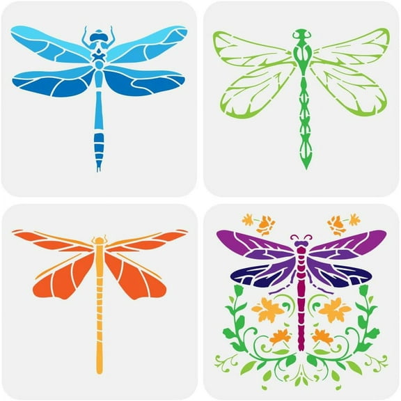 Dragonfly Stencil Set - 4 PCS 7.87x7.87 White