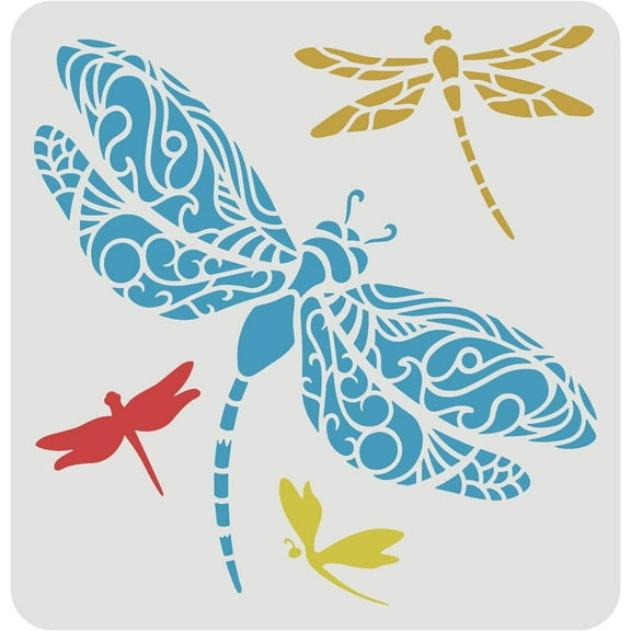 Dragonfly Stencil Template 11.8x11.8 Inch - Reusable Plastic Pattern