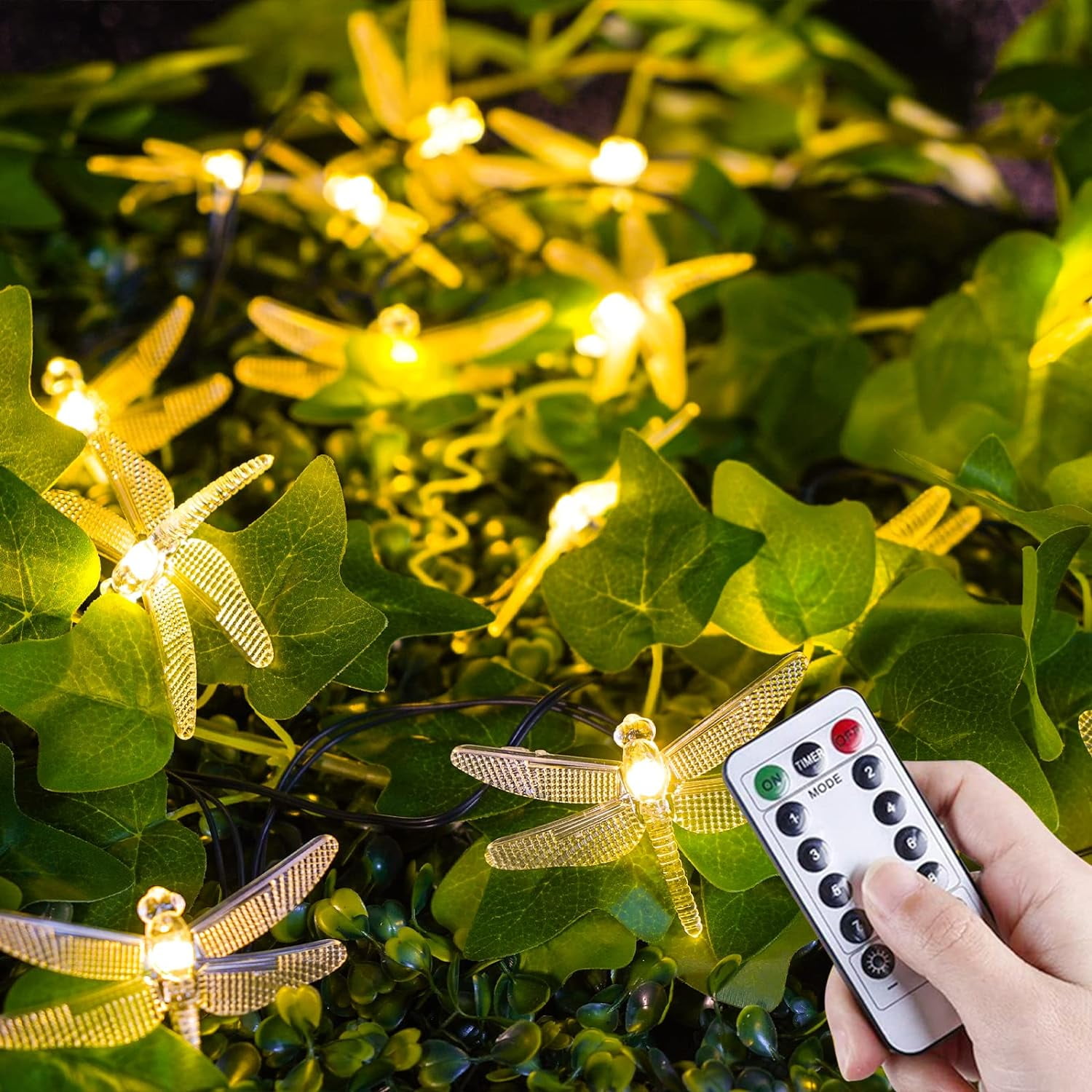 Dragonfly String Lights 50 LED, USB Powered, Indoor and Outdoor