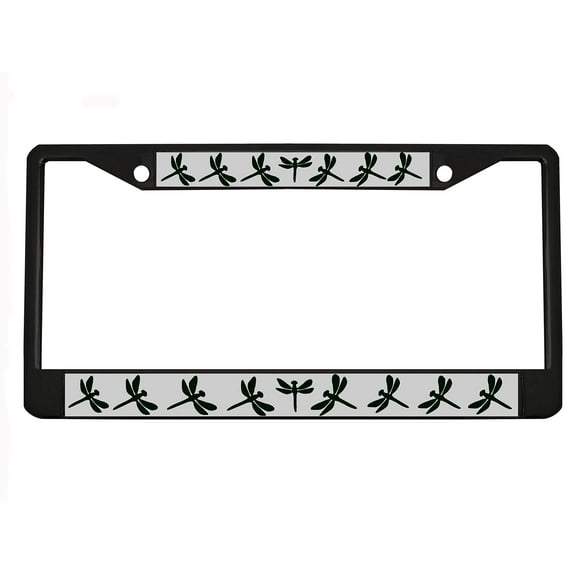 Dragonfly Style Metal License Plate Frame Personalized/Car Accessories Car Tag Holder Cover (Black/Silver/Black)