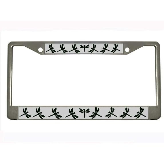Dragonfly Style Metal License Plate Frame Personalized/Car Accessories Car Tag Holder Cover (Chrome/Silver/Black)