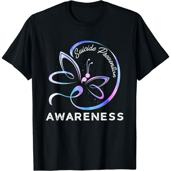 Dragonfly Suicide Prevention Awareness Pink And Teal Ribbon T-Shirt