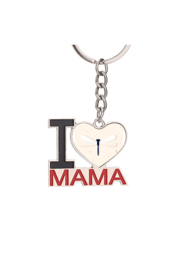 Dragonfly Symmery Cartoon Keychain Metal Keyring Holder Love MAMA Mother