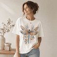 thumbnail image 1 of Dragonfly T Shirt Floral Flowers Botanical Cottagecore Women Gift, 1 of 6