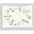 thumbnail image 1 of Dragonfly Tapestry, Dragonflies in Circular Formation Hand Drawn Woodland Animals with Retro Effect, Wall Hanging for Bedroom Living Room Dorm Decor, 80W X 60L Inches, Multicolor, by Ambesonne, 1 of 2