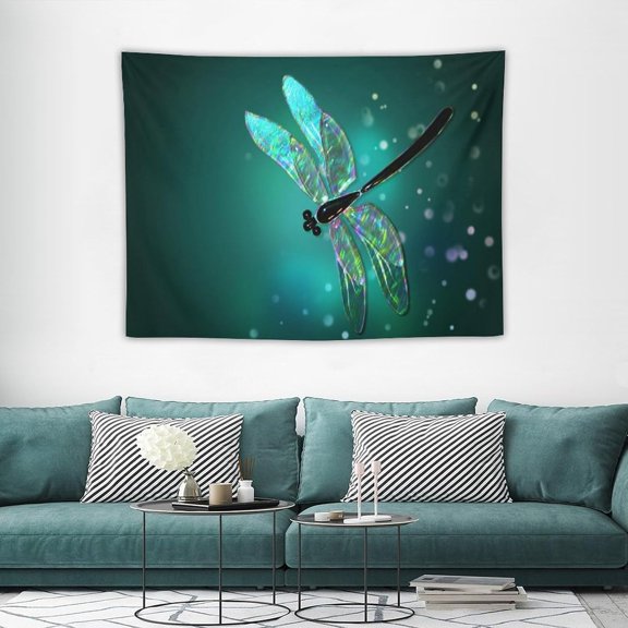 Dragonfly Tapestry Green Dragonfly Butterfly Pattern Printed Wall Tapestry Wall Hanging for Bedroom Living Room Dorm 40" W x 30" H