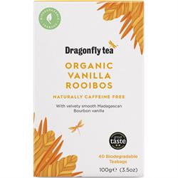 Dragonfly Tea Organic Vanilla Rooibos Tea Bags, Naturally Caffeine Free, 40 Count, 100g (3.5oz)