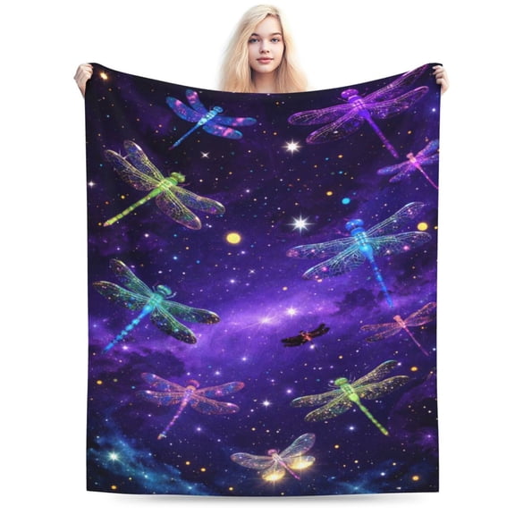 Dragonfly Throw Blanket - Soft Plush Fleece Bedding Blankets- Cozy Dragonfly Stuff Gifts for Women Girls Kids Adults 50x40