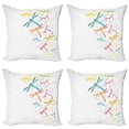 thumbnail image 1 of Ambesonne Dragonfly Throw Pillow Cover 4 Pack, Winged Insects Bugs, 16", Multicolor, 1 of 5